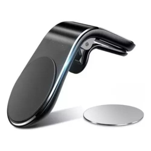 Soporte Gancho Para Ventilación Con Imán + Adaptador de Metal Para celular Color Negro