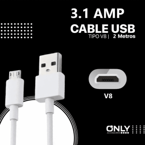 Cable Only 3,1 Amp Largo 2 Metros Usb A Micro Usb