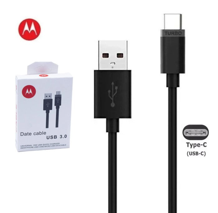 Cable Motorola Usb A  Tipo C 3.0 Carga Rápida Cable Negro (En Caja)