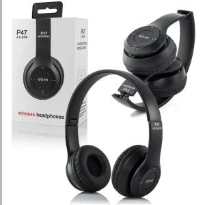 Auriculares Vincha P47+R Inalambrico Radio Micro Sd Bt C/Mic Color Negro