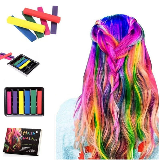 Tizas Tintura Colores Para Teñir Pintar Pelo Hair Chalk X 6 Unidades de 7 Cm