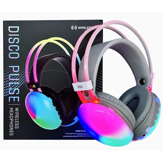 Auriculares Vincha Pulse Luz Rgb Inalámbrico Vincha 4 Botones, Micro sd + Cable tipo C