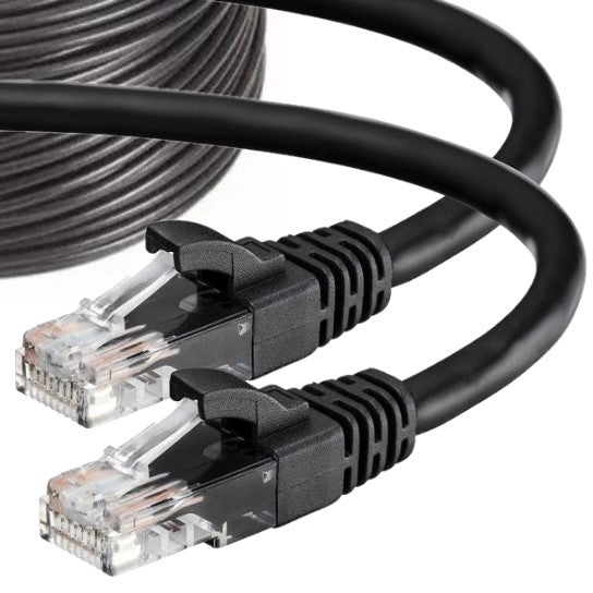 Cable De Red 5 Metros Premium Reforzado Color Negro En Bolsa