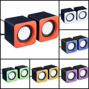 Parlante Colores 10-44/52 Con Volumen Pc y Otros Plug + Usb Frente Azul