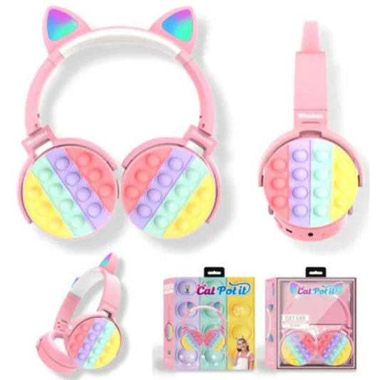 Auricular Vincha Inalámbrico Pop It Bluetooth Luces Rgb Pop It Color Rosa