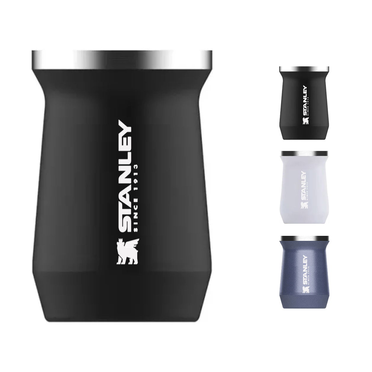 Mate Térmico Bicapa Premium Acero Con Logo Stanley (En Caja) Color Negro