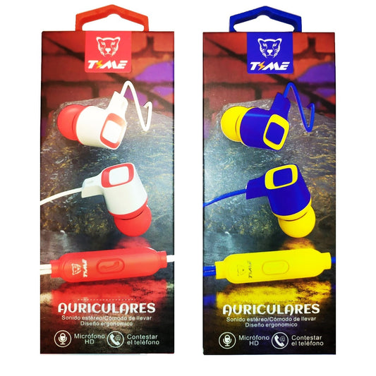 Auriculares Time Manos Libres Con Clip Premium Color Blanco con Rojo