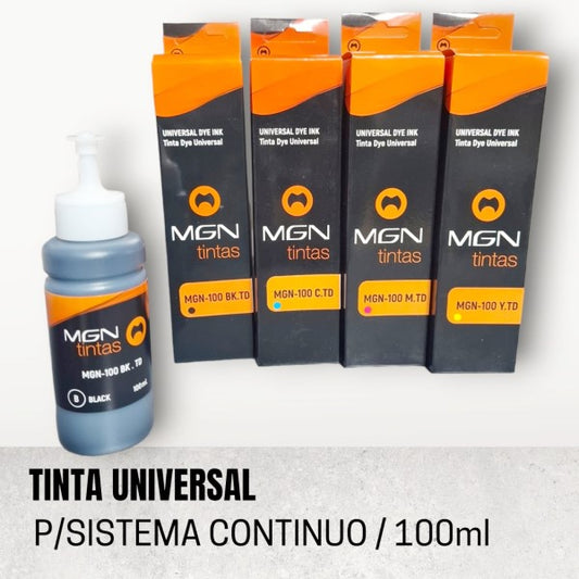Tinta Universal Para Sistema Continuo 100ML Color Amarillo (Yellow)