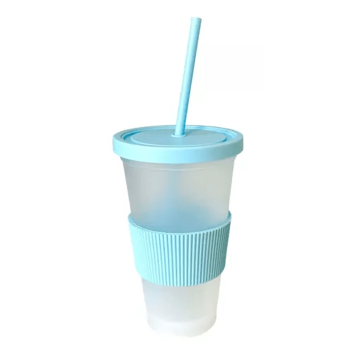 Vaso Pastel 15Cm Traslucido Con Sorbete Color Celeste