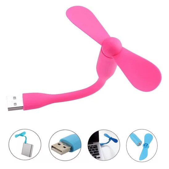 Ventilador Flexible Usb Para Pc Cargador Power Bank, Otros, Color Rosa