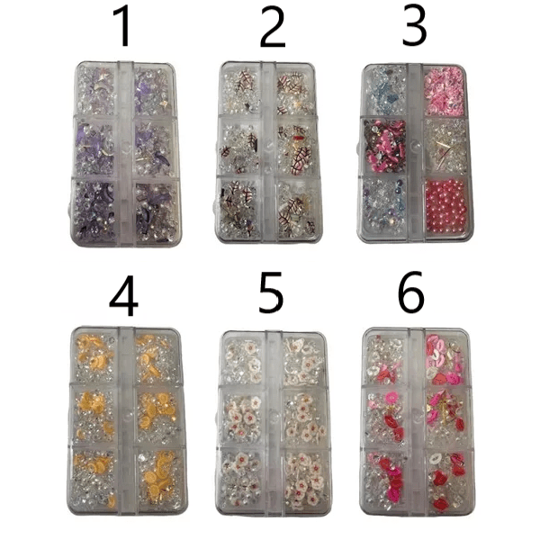 Decoración Para Uñas 6 Compartimientos Caja Strass 3D Modelo