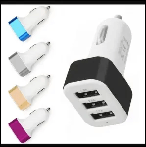 Cargador Cabezal Auto  3 USB 3A 12/24v Rectangular (SUELTO)
