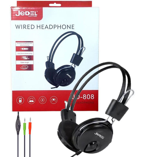 Auriculares PC JD808  C/Mic Y Volumen Plug Audio y Plug Mic