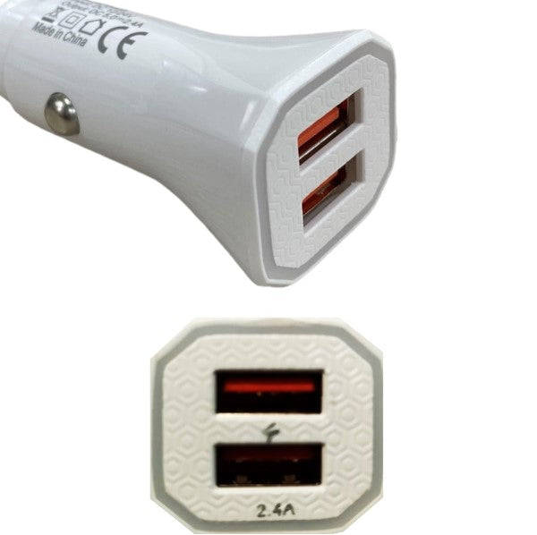 Cargador Cabezal Auto 2.4  Salida x2 Usb Hembra Usb (En Bolsa)