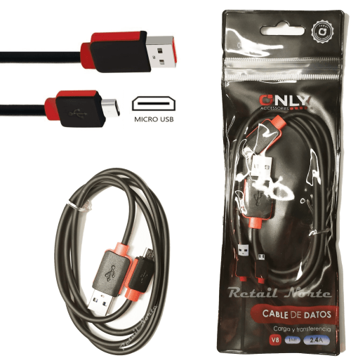 Cable Only Micro Usb 2.4 Redondo Cable Negro