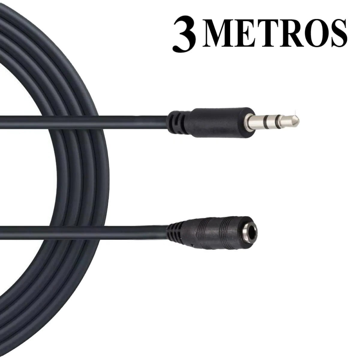 Extensor Largo 3 Metros Alargue Cable Noga Audio Plug Hembra a Plug Macho 3,5MM (Suelto)