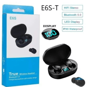 Auricular Bluetooth E6S 5.3 Con Display Original Tws In-ear Visor Manos Libres Color Negro