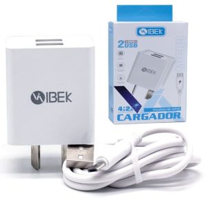 Cargador Ibek 4.2A Con 2Usb Con Cable Separado Micro V8 Carga Rápida