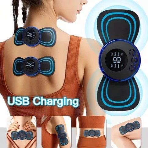 Masajeador Corporal Eléctrico Pulsos Ems Electrodo Recargable Usb 8 Modos Regulables