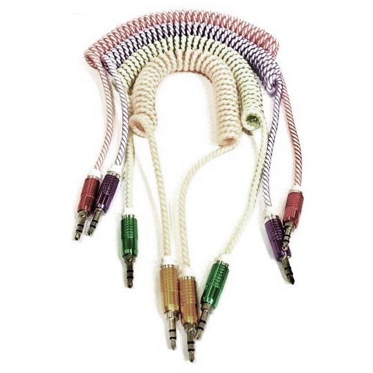 Cable Plug Auxiliar Resorte Espiral Punta De Metal (Suelto) Colores