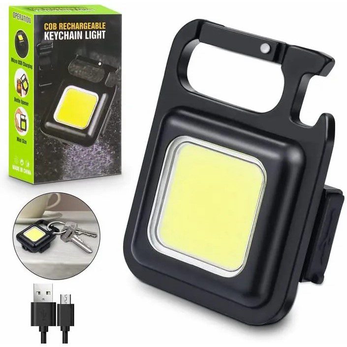 Linterna Potente Recargable Imán sos Soporte Llavero Destapador 4X6CM