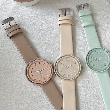 Reloj Con Agujas Animalist Macaron Redondo Marrón