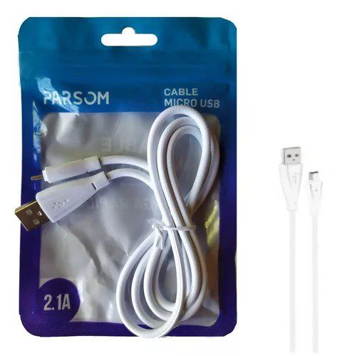 Cable Parson Micro Usb 2.1 Redondo Blanco (En Bolsa)
