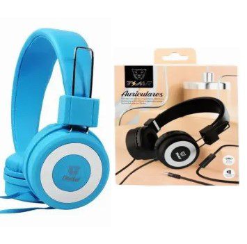 Auriculares Colour Manos Libres Vincha Cable 3,5mm C/Mic Color Celeste