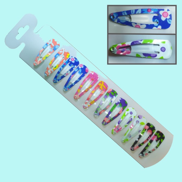 Hebillas Tik Tak Para Pelo Estampada Colores 3Cm x 12 Unidades