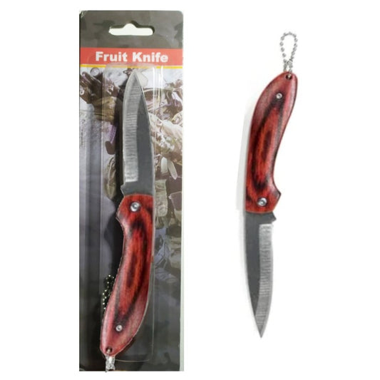 Cuchillo Navaja Plegable 16 Cm Acero Inox Camping Mango Madera