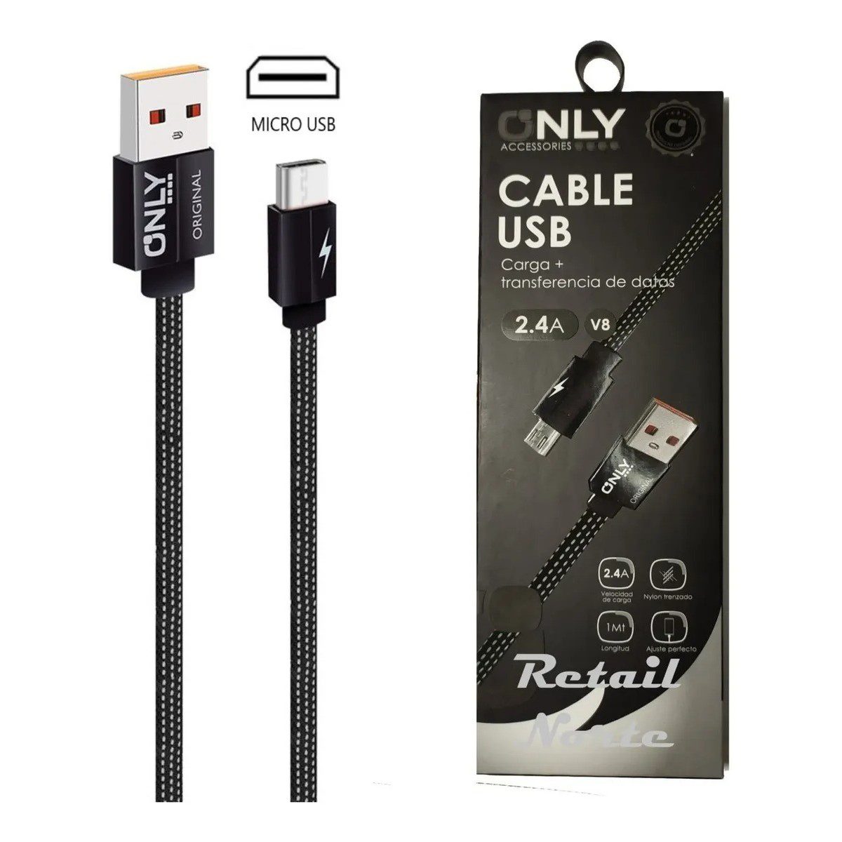 Cable Only Micro 2.4A Nylon Trenzado Colores