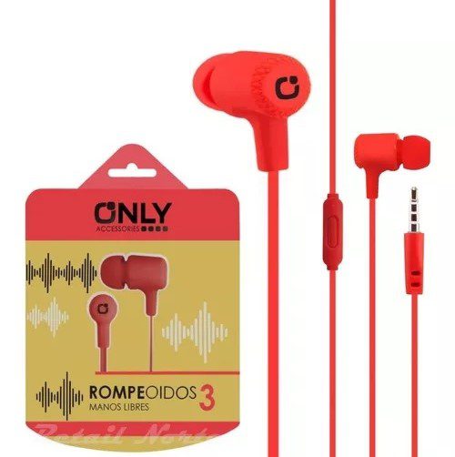 Auriculares Ro3 Only  C/ Manos Libres (Excelente sonido) Rojo
