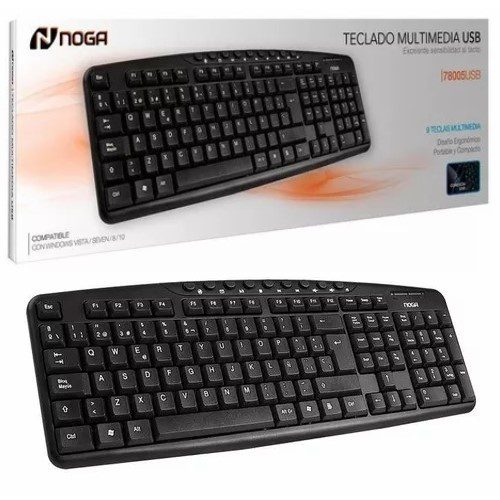 Teclado Noga Usb Pc Con Botones Multimedia Negro