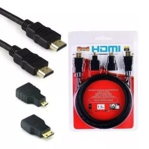 Cable Hdmi 1.5 Mts Con Adaptadores Micro Y Mini Hdmi Video