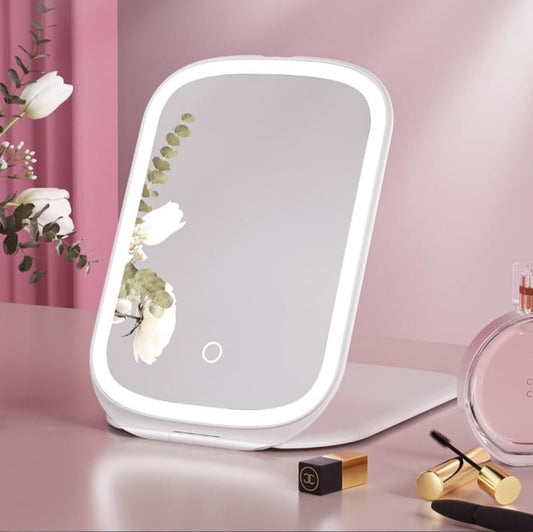 Espejo M1 Plegable Premium Luz Led Recargable 19x12Cm 3 Tonos Botón Táctil Maquillaje, Otros + Cable