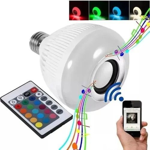 Foco Parlante Lampara Led Rgb Bluetooth y Control Remoto