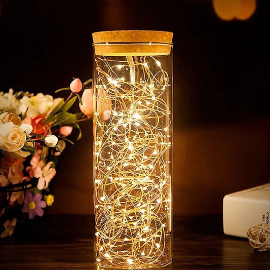 Tira De Led A PILA Hilo De Alambre Decoración Luces Gamer Guirnalda (LUZ CALIDA)