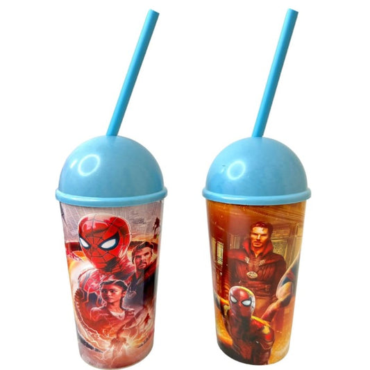 Vaso Personajes Con Tapa 16Cm Y Pajita 23Cm Motivo: Hombre Araña