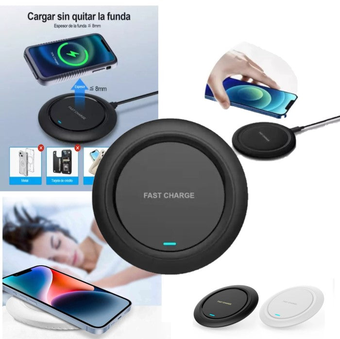 Cargador Q18 Inalámbrico Magnético Carga Rápida Led de Estado, Input 5V2A/9V2A Salida 5/7.5/10/15W
