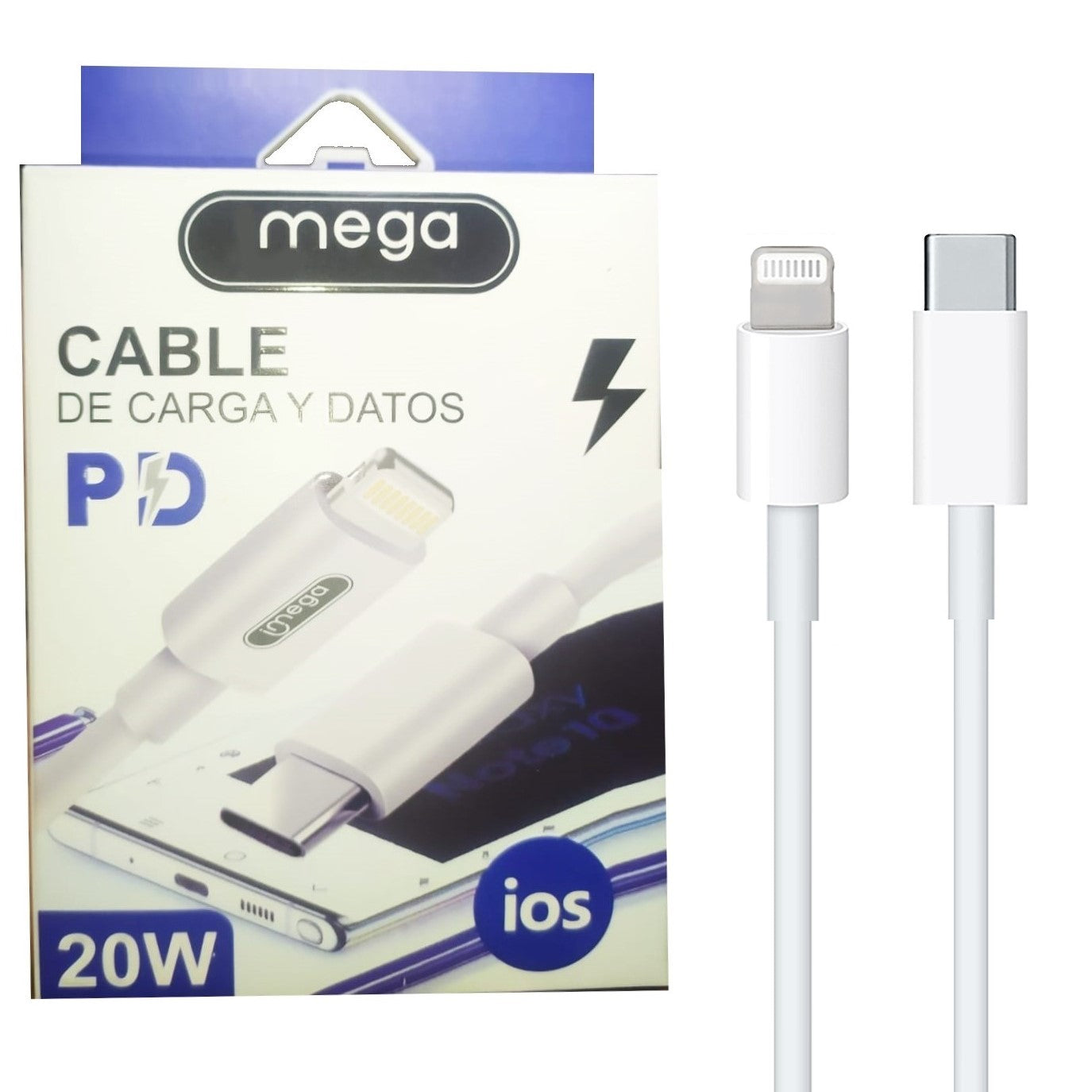 Cable Mega Carga Rápida Turbo Tipo C A Iphone 20W