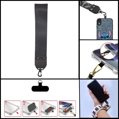 Colgante Universal De Mano Reforzada Para Celular/Llaves M5/D29 De 22 Cm X  4CM (Con Acople) Negro