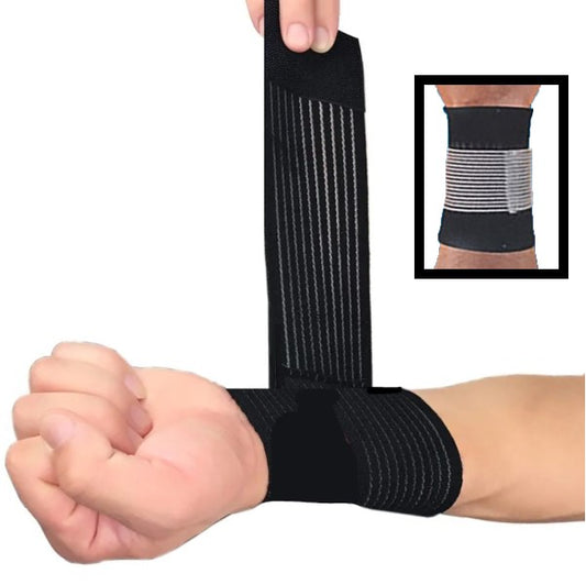 Muñequera Pro Elástica Deportiva + Elástico Con Abrojo Reajuste  (En caja)
