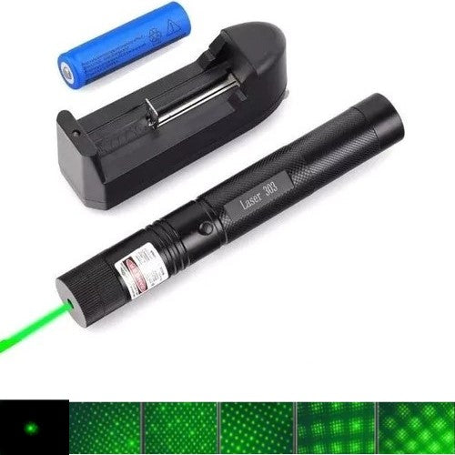 Puntero Laser Potente Pila 18650 Recargable + Cargador, Seleccionde Punto o Efectos