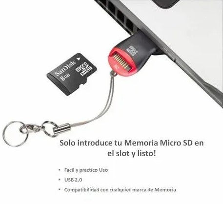 Lector De Memoria Micro Sd Tipo Pendrive Portatil (En Blister)