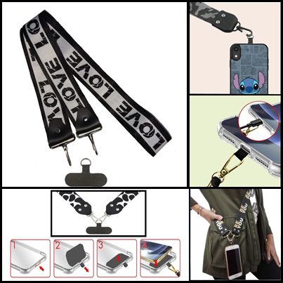 Colgante Universal Doble Metal M9/D20 DE Celular/Llaves DE 1 METRO  24X4CM (CON ACOPLE)  LOVE