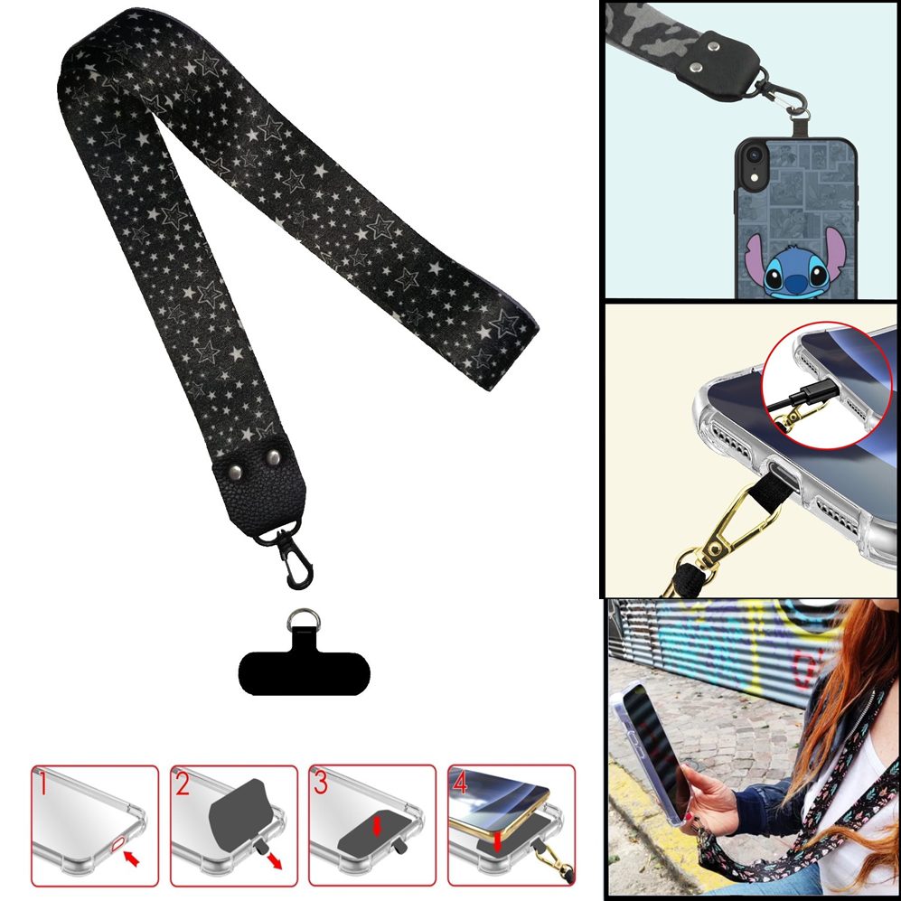 Colgante Universal De Celular/Llaves M5/D2  Tira De 1 Metro X4cm (Con Acople) Estrellas 2