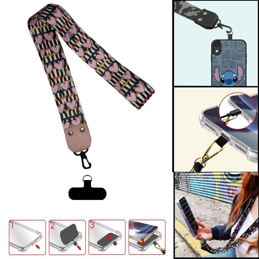 Colgante Universal De Celular/Llaves M5/D4  Tira De 1 Metro X4cm (Con Acople) Corazón 4