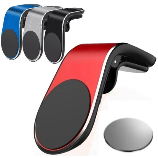 Soporte Gancho Para Ventilación Con Imán + Adaptador de Metal Para celular Color Plateado