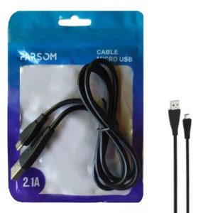 Cable Parson Micro Usb 2.1 Redondo Negro (En Bolsa)
