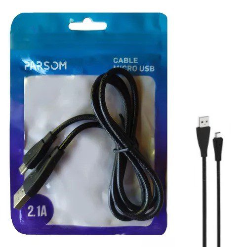 Cable Parson Micro Usb 2.1 Redondo Negro (En Bolsa)